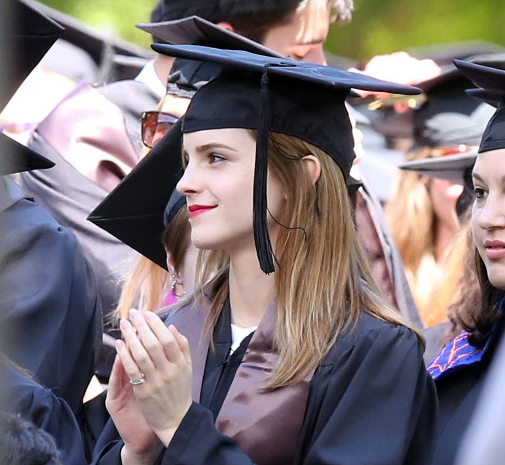 Emma Watson on her graduation day clapping