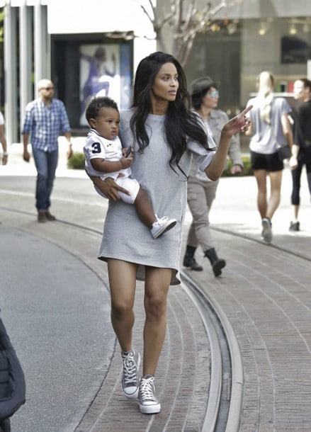 Ciara in Grey Tshirt dress